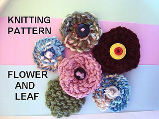 Ravelry: 688 knit flower and leaf, beginner level pattern by Emi Harrington