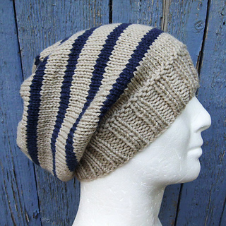 Ravelry: CAMPUS Striped Slouchy Beanie Knit Round pattern by Anna Artesana