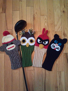 Ravelry: Owl, Cat, Mad Bird, & Sock Monkey Golf Cover ...