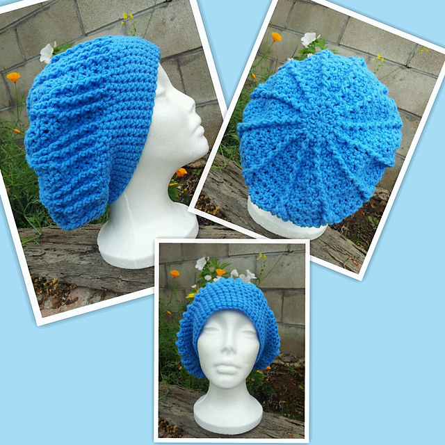 adult ridged star slouch crochet hat pattern
