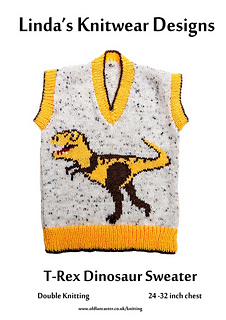 Ravelry: Dinosaur T-Rex childs sweater pattern by Linda Moorhouse