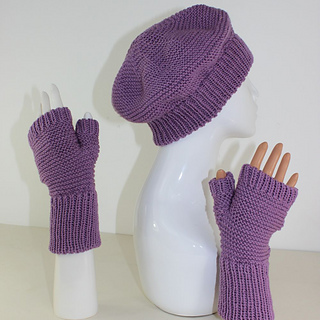 Ravelry: Garter Stitch Beret and Fingerless Gloves pattern by Christine Grant