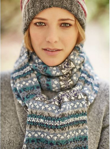 fair isle rib edged scarf