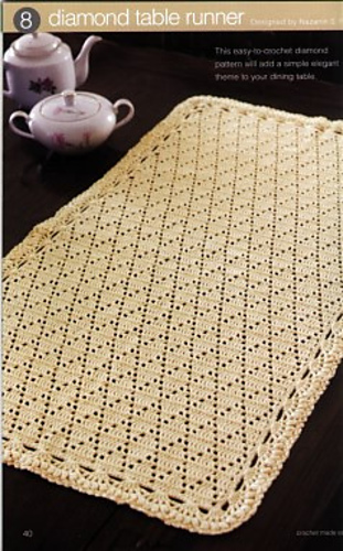 Ravelry Diamond Table Runner Pattern By Nazanin S Fard Adorable Crochet Table Runner Patterns Ravelry Diamond Table Runner Pattern By Nazanin S Fard Adorable Crochet Table Runner Patterns