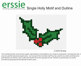 ravelry yuletide charts holly motif with outline pattern holly knitting chart