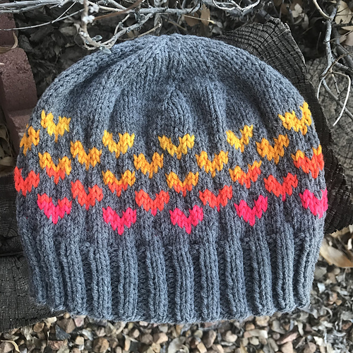 Two heart beanies 💗💛🧡 I love how fast these work up. r/knitting