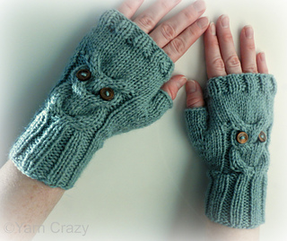Ravelry: Owl Cable Knit Fingerless Mittens pattern by Crystal Lybrink