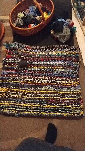 I made a colorful rag rug out of singleton socks, holey tights and old ...